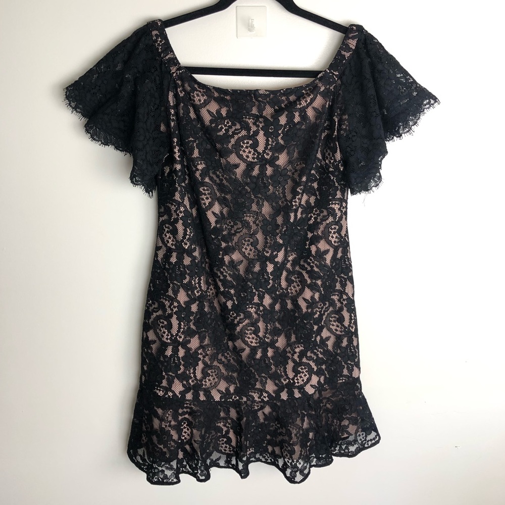 ELIZA J Black Lace Off The Shoulder Dress